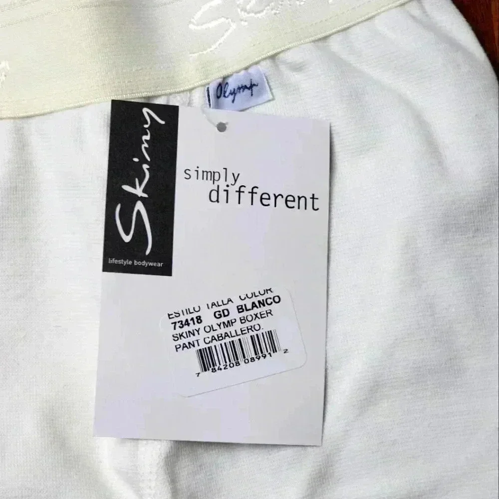 NWT Skiny boxer briefs in white vintage button fly 100% cotton. Large